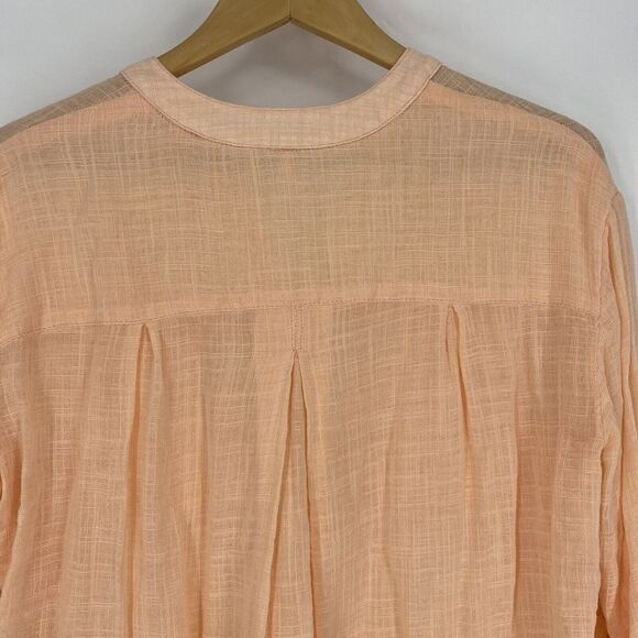 Free People Tunic Top Size XS Womens Peach Talk To Me Crinkled Frayed Hem Shirt - Picture 5 of 8